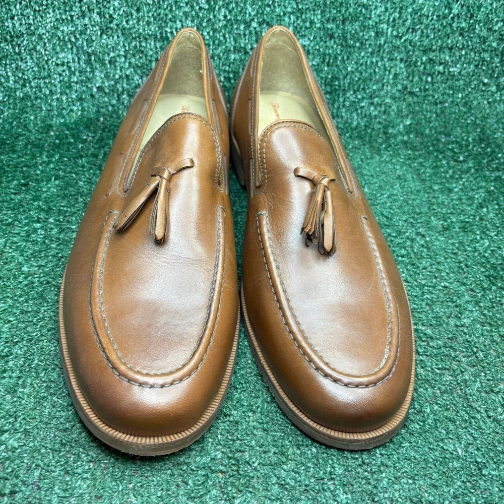 NEW Tommy Bahama Filip Tassel Leather Slip On Preppy Loafers Tan Brown Mens 13M